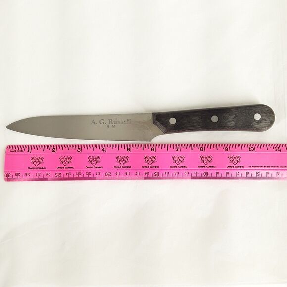 A. G. Russell Utility Knife/Chef 8W, 6" Fixed Blade, Full Tang w/ Wood H., Japan - Picture 3 of 8